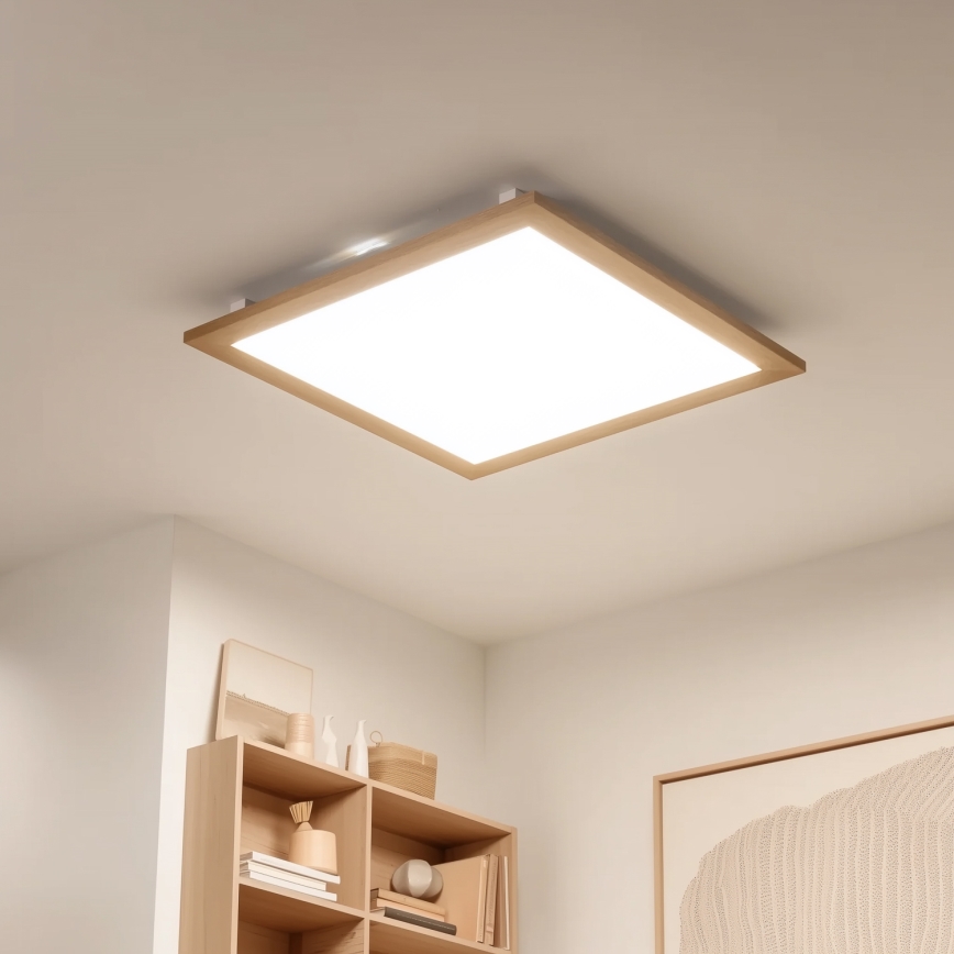 Eglo - LED Nadgradni panel SALOBRENA-RW WOOD LED/34W/230V 2700/4000K 64x64 cm smeđa