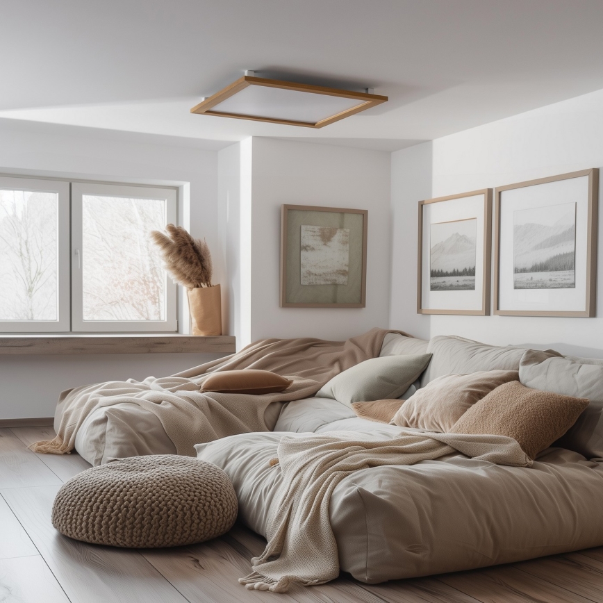 Eglo - LED Nadgradni panel SALOBRENA-RW WOOD LED/34W/230V 2700/4000K 64x64 cm smeđa