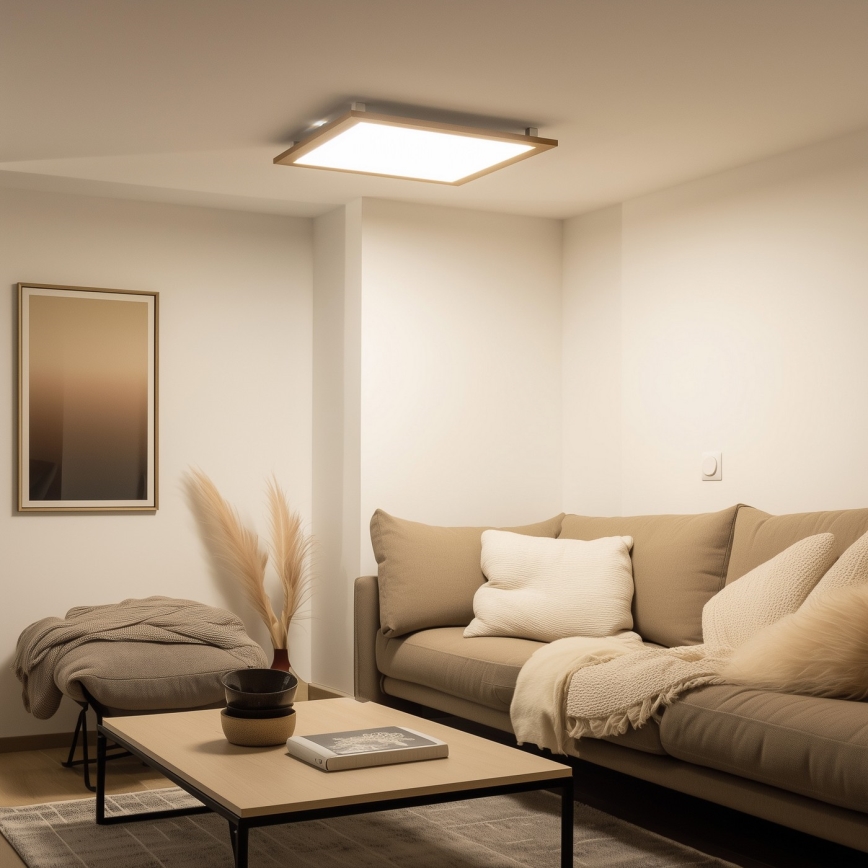 Eglo - LED Nadgradni panel SALOBRENA-RW WOOD LED/34W/230V 2700/4000K 64x64 cm smeđa