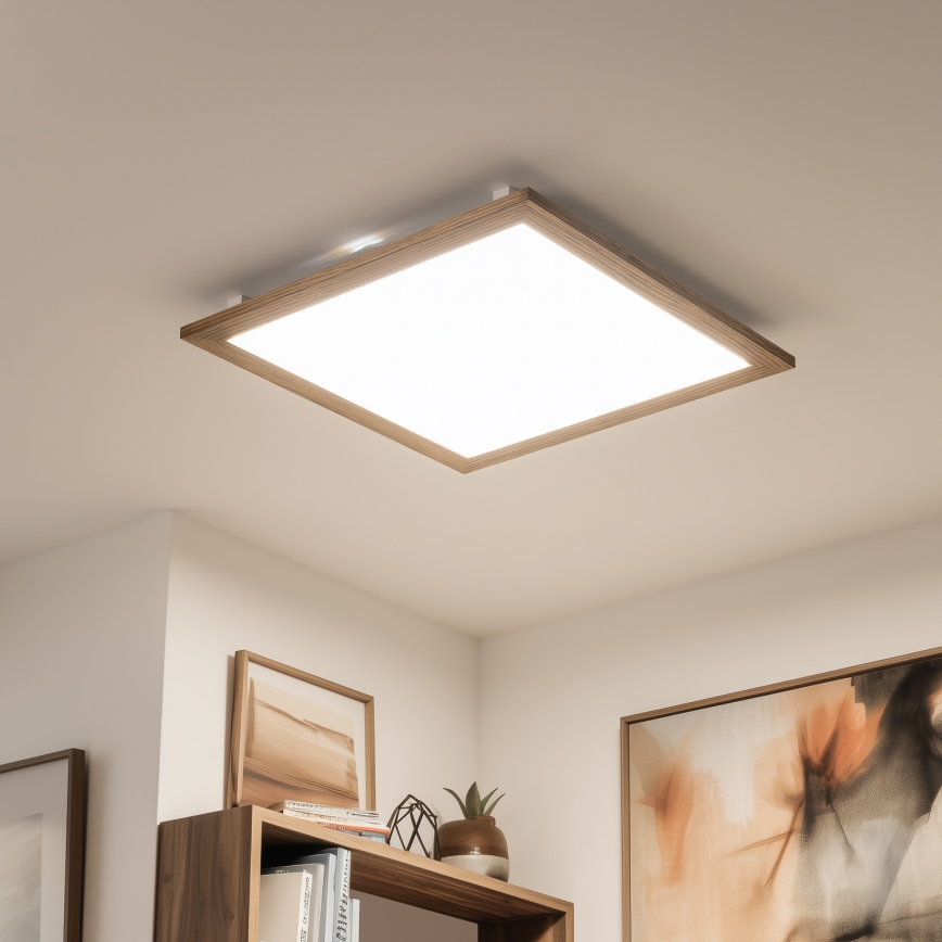 Eglo - LED Nadgradni panel SALOBRENA-RW WOOD LED/34W/230V 2700/4000K 64x64 cm smeđa