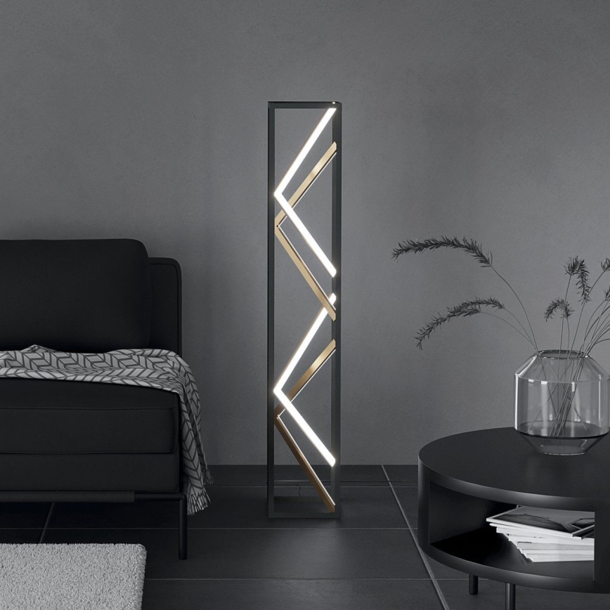Eglo - LED podesiva podna lampa LED/23W/230V 2700-6500K crna/zlatna + daljinski upravljač