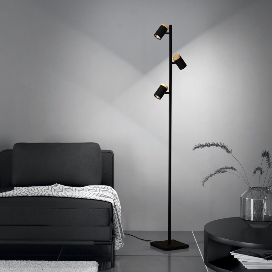 Eglo - LED Podna lampa 3xGU10/4,5W/230V 3000K crna/smeđa