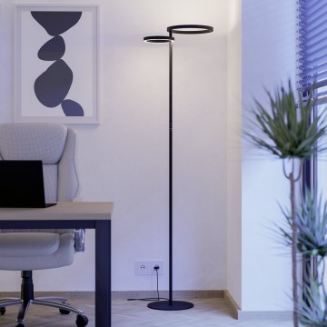 Eglo - LED podna lampa s prigušivanjem LED/16W/230V + LED/12W crna