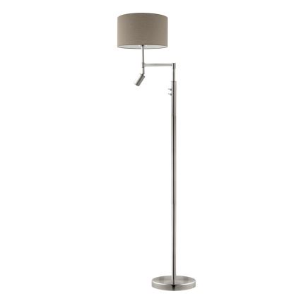 Eglo - LED stojeća lampa TUNJA 1xE27/60W/230V + LED/2,1W Ø 38 cm matni krom/taupe