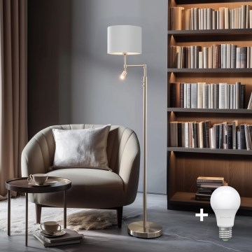 Eglo - LED Podna lampa TUNJA 1xE27/60W/230V + LED/2,1W pr. 30 cm mat krom/bijela