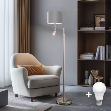 Eglo - LED Podna lampa TUNJA 1xE27/60W/230V + LED/2,1W pr. 30 cm mat krom/siva