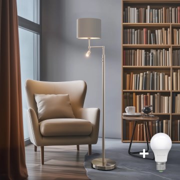 Eglo - LED Podna lampa TUNJA 1xE27/60W/230V + LED/2,1W pr. 30 cm mat krom/taupe
