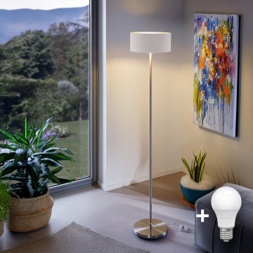 Eglo - LED  Podna lampa TUNJA 1xE27/60W/230V mat krom/bijela