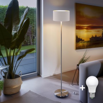 Eglo - LED  Podna lampa TUNJA 1xE27/60W/230V mat krom/bijela