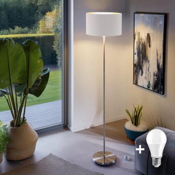 Eglo - LED  Podna lampa TUNJA 1xE27/60W/230V mat krom/bijela