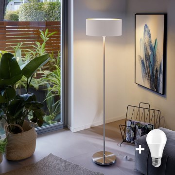 Eglo - LED  Podna lampa TUNJA 1xE27/60W/230V mat krom/bijela