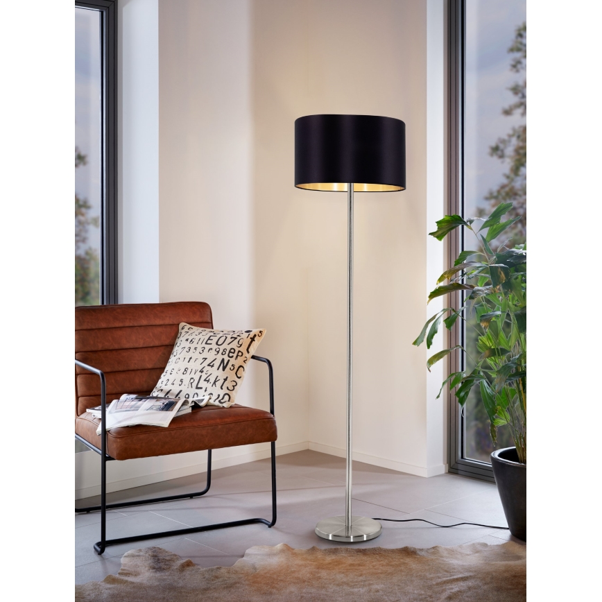 Eglo - LED  Podna lampa TUNJA 1xE27/60W/230V mat krom/crna