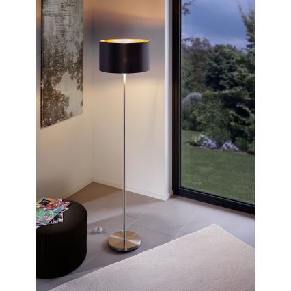 Eglo - LED  Podna lampa TUNJA 1xE27/60W/230V mat krom/crna