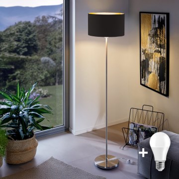 Eglo - LED Podna lampa TUNJA 1xE27/60W/230V mat krom/crna