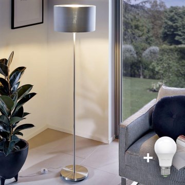 Eglo - LED  Podna lampa TUNJA 1xE27/60W/230V mat krom/siva