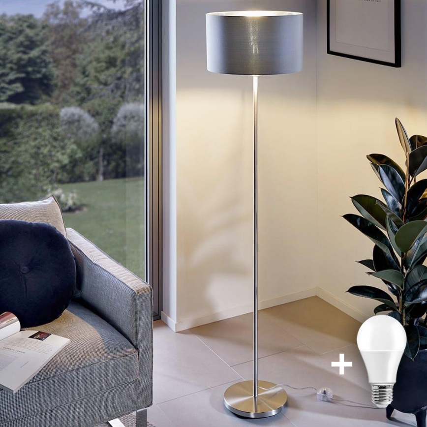 Eglo - LED  Podna lampa TUNJA 1xE27/60W/230V mat krom/siva