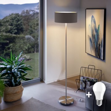 Eglo - LED  Podna lampa TUNJA 1xE27/60W/230V mat krom/smeđa