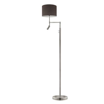 Eglo - LED podna lampa TUNJA 1xE27/60W/230V + LED/2,1W Ø 30 cm matni krom/smeđa