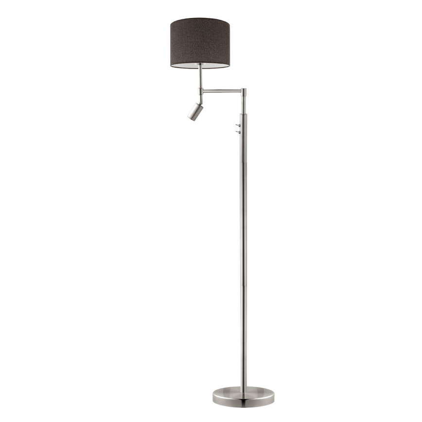 Eglo - LED podna lampa TUNJA 1xE27/60W/230V + LED/2,1W Ø 30 cm matni krom/smeđa