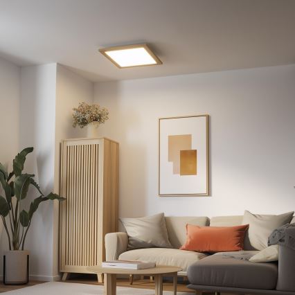 Eglo - LED Prigušivi nadgradni panel POZZALLO WOOD LED/21W/230V 2700-6500K 49,5x49,5 cm smeđa + daljinski upravljač