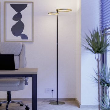 Eglo - LED prigušiva podna lampa LED/16W/230V + LED/12W zlatna/crna