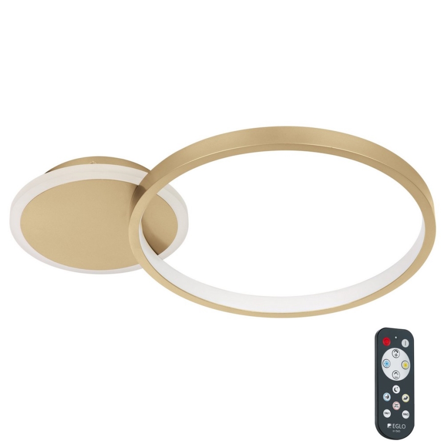 Eglo -LED Prigušiva stropna svjetiljka LED/15W/230V zlatna + daljinski upravljač