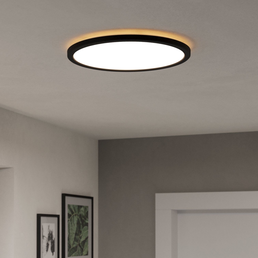 Eglo - LED Prigušiva stropna svjetiljka za kupaonicu LED/18,5W/230V 2700-6500K pr. 38,9 cm IP44 crna + daljinski upravljač