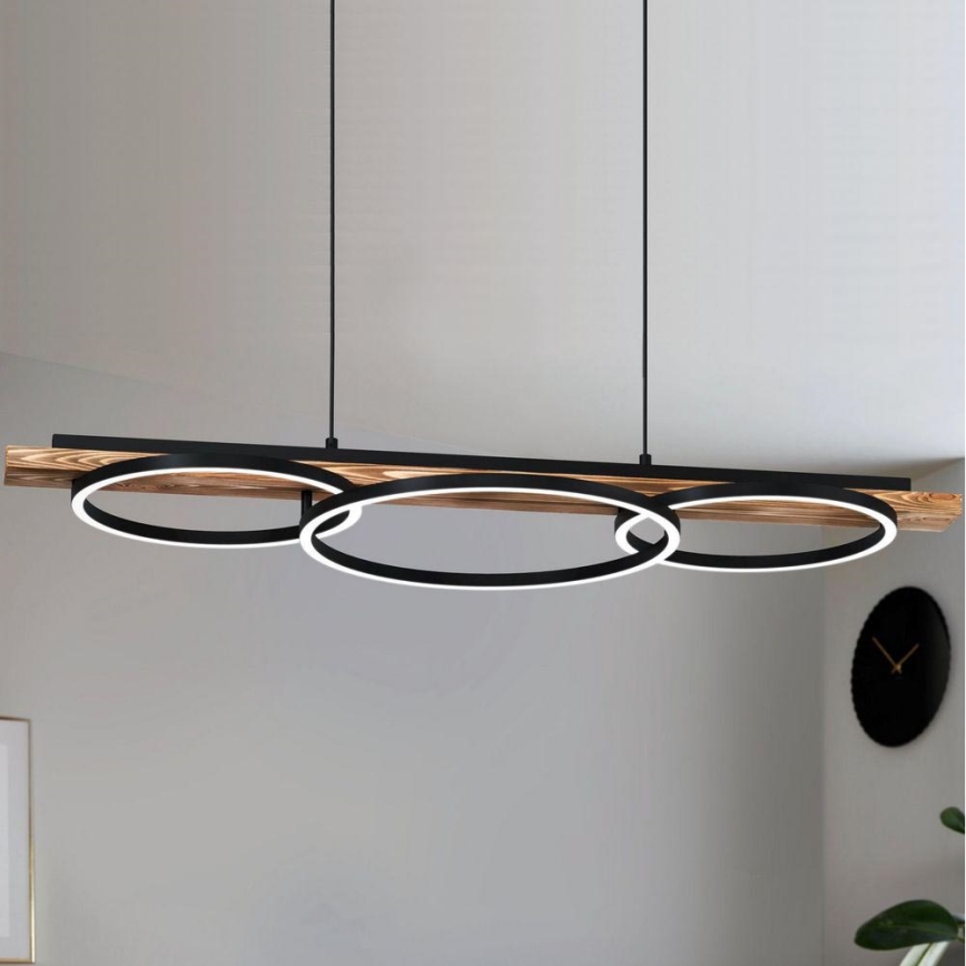 Eglo - LED Prigušivi luster na sajli 2xLED/12,5W/230V+1xLED/15,5W 3000K smeđa/crna