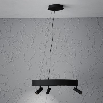Eglo - LED Prigušivi luster na sajli 3xLED/8W/230V + 3xLED/8,5W 3000K crna + daljinski upravljač