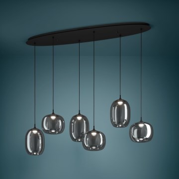 Eglo - LED Prigušivi luster na sajli 6xLED/3,7W/230V 2700-6500K dimna + daljinski upravljač