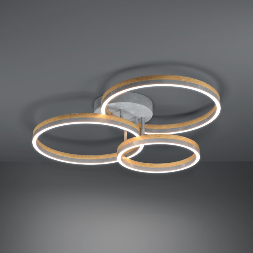 Eglo - LED Prigušivi nadgradni luster LED/12,5W/230V + 2xLED/15,5W 3000K siva/hrast