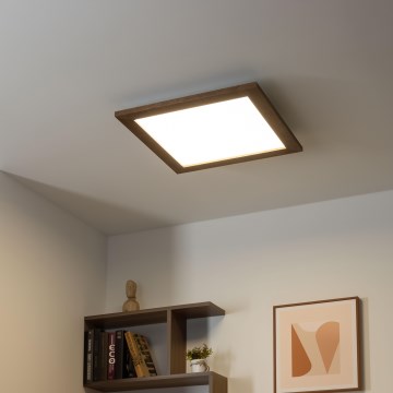 Eglo - LED Prigušivi nadgradni panel POZZALLO WOOD LED/21W/230V 2700-6500K 49,5x49,5 cm tamno smeđa + daljinski upravljač