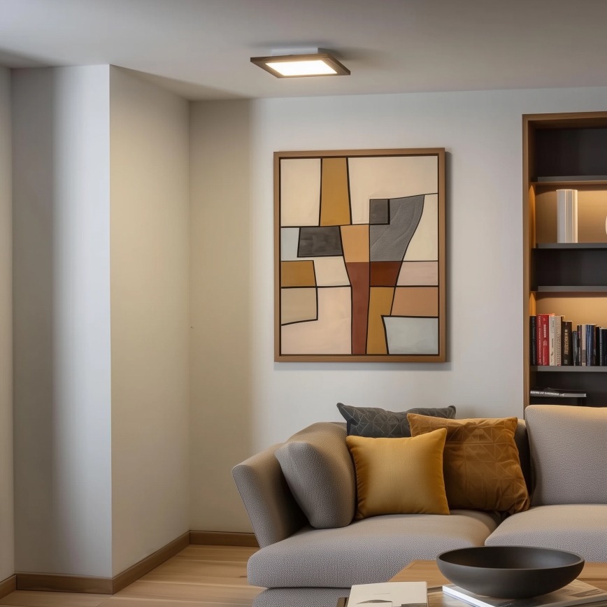 Eglo - LED Prigušivi nadgradni panel SALOBRENA 2 WOOD LED/16W/230V 4000K 34x34 cm smeđa