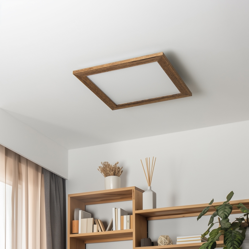 Eglo - LED Prigušivi nadgradni panel SALOBRENA 2 WOOD LED/25W/230V 4000K 49,5x49,5 cm smeđa