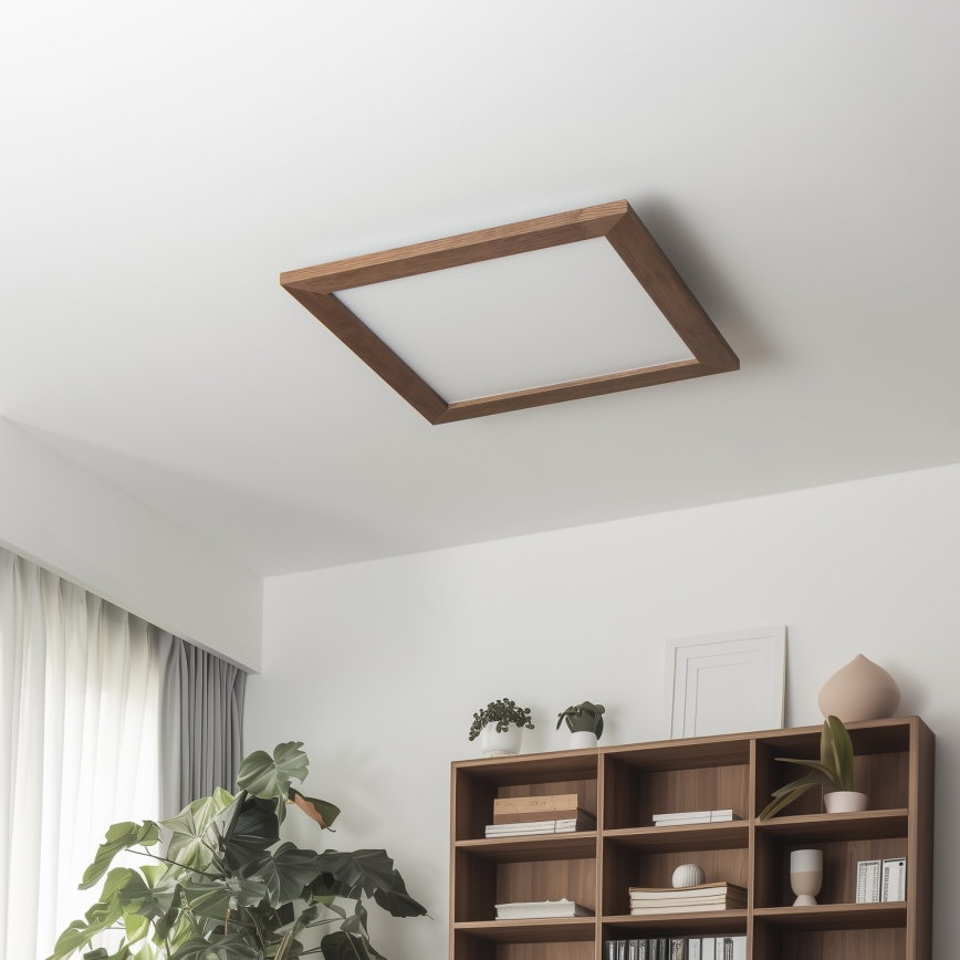 Eglo - LED Prigušivi nadgradni panel SALOBRENA 2 WOOD LED/25W/230V 4000K 49,5x49,5 cm tamno smeđa