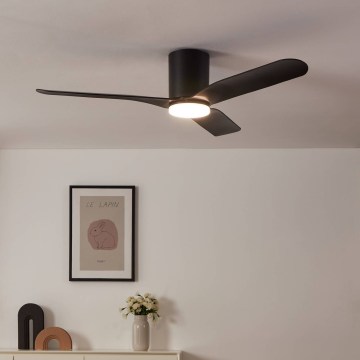 Eglo - LED prigušivi stropni ventilator LED/17W/230V 3000/4000/5000K Ø 132 cm crni + daljinski upravljač