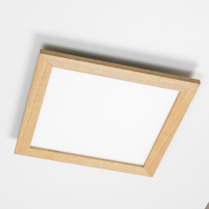 Eglo - LED RGB prigušivi nadgradni panel SALOBRENA-C WOOD LED/40W/230V 2700-6500K 49,5x49,5 cm smeđa + daljinski upravljač