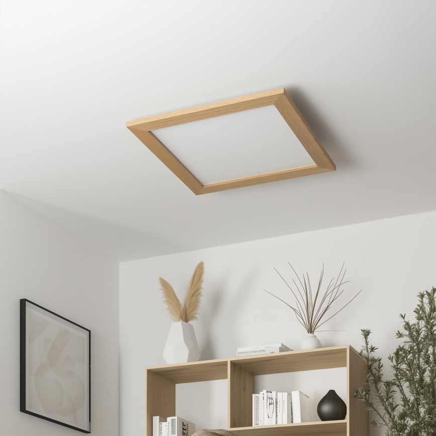 Eglo - LED RGB prigušivi nadgradni panel SALOBRENA-C WOOD LED/40W/230V 2700-6500K 49,5x49,5 cm smeđa + daljinski upravljač