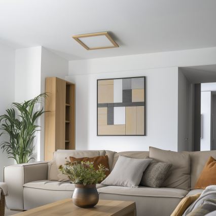 Eglo - LED RGB prigušivi nadgradni panel SALOBRENA-C WOOD LED/40W/230V 2700-6500K 49,5x49,5 cm smeđa + daljinski upravljač
