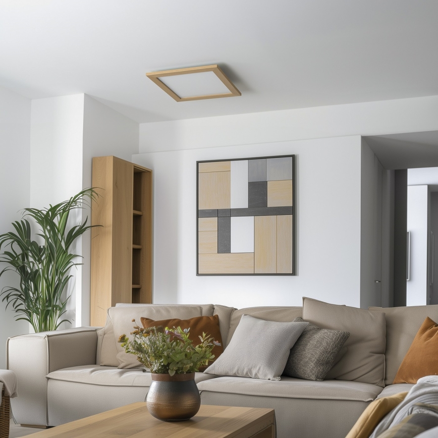 Eglo - LED RGB prigušivi nadgradni panel SALOBRENA-C WOOD LED/40W/230V 2700-6500K 49,5x49,5 cm smeđa + daljinski upravljač