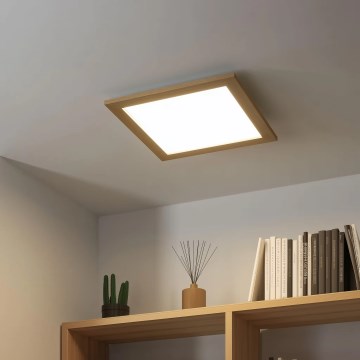 Eglo - LED RGB nadgradni panel SALOBRENA-C WOOD s mogućnošću prigušivanja LED/24W/230V 2700-6500K 49,5x49,5 cm smeđi + daljinski upravljač