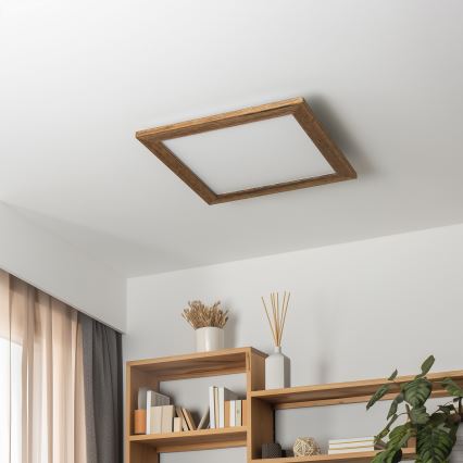 Eglo - LED RGB Prigušivi nadgradni panel SALOBRENA-C WOOD LED/24W/230V 2700-6500K 49,5x49,5 cm smeđa + daljinski upravljač