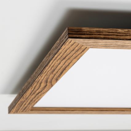 Eglo - LED RGBW prigušivi nadgradni panel SALOBRENA-C WOOD LED/30,5W/230V 2700-6500K 64x64 cm smeđa + daljinski upravljač