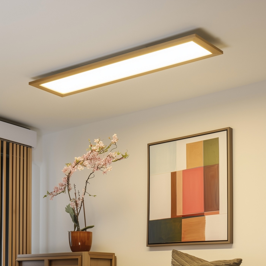 Eglo - LED RGBW Prigušivi nadgradni/ugradbeni panel SALOBRENA-C WOOD LED/34W/230V 2700-6500K 34x124 cm smeđa + daljinski upravljač