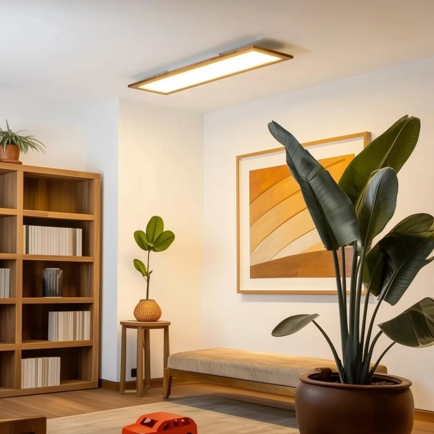 Eglo - LED RGBW Prigušivi nadgradni/ugradbeni panel SALOBRENA-C WOOD LED/34W/230V 2700-6500K 34x124 cm smeđa + daljinski upravljač