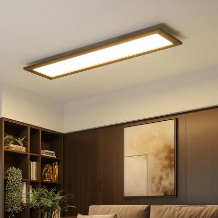 Eglo - LED RGBW Prigušivi nadgradni/ugradbeni panel SALOBRENA-C WOOD LED/34W/230V 2700-6500K 34x124 cm tamno smeđa + daljinski upravljač
