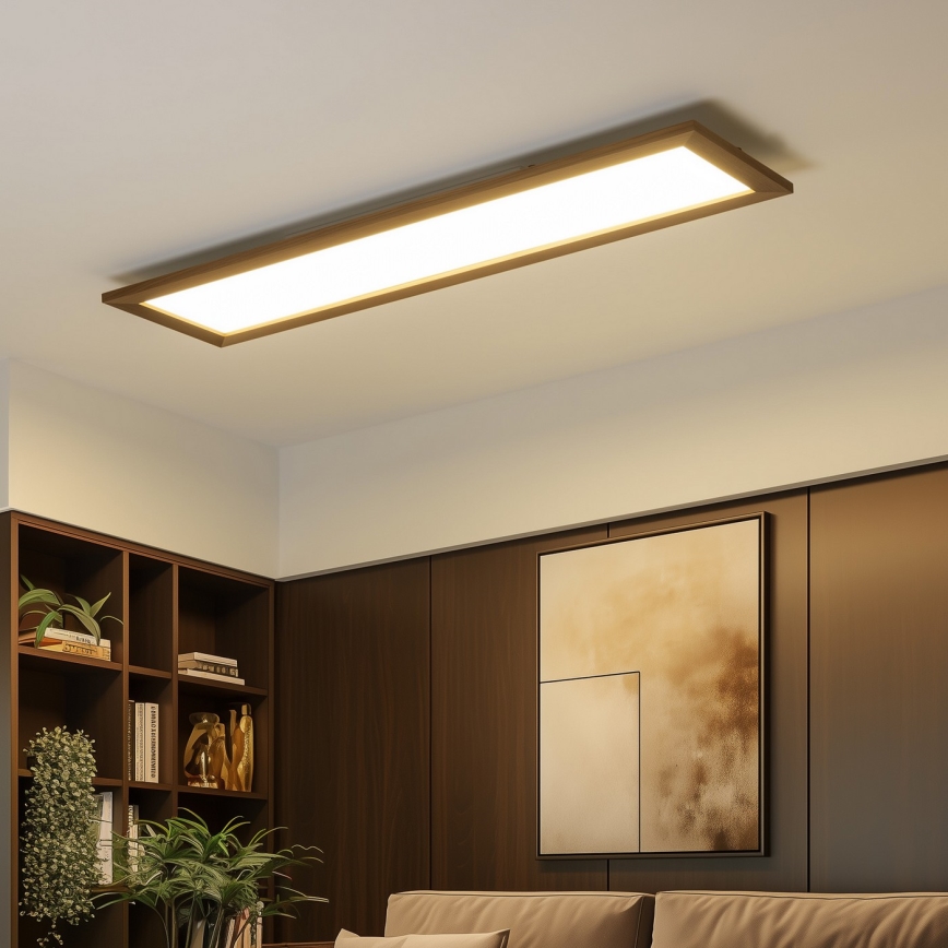 Eglo - LED RGBW Prigušivi nadgradni/ugradbeni panel SALOBRENA-C WOOD LED/34W/230V 2700-6500K 34x124 cm tamno smeđa + daljinski upravljač