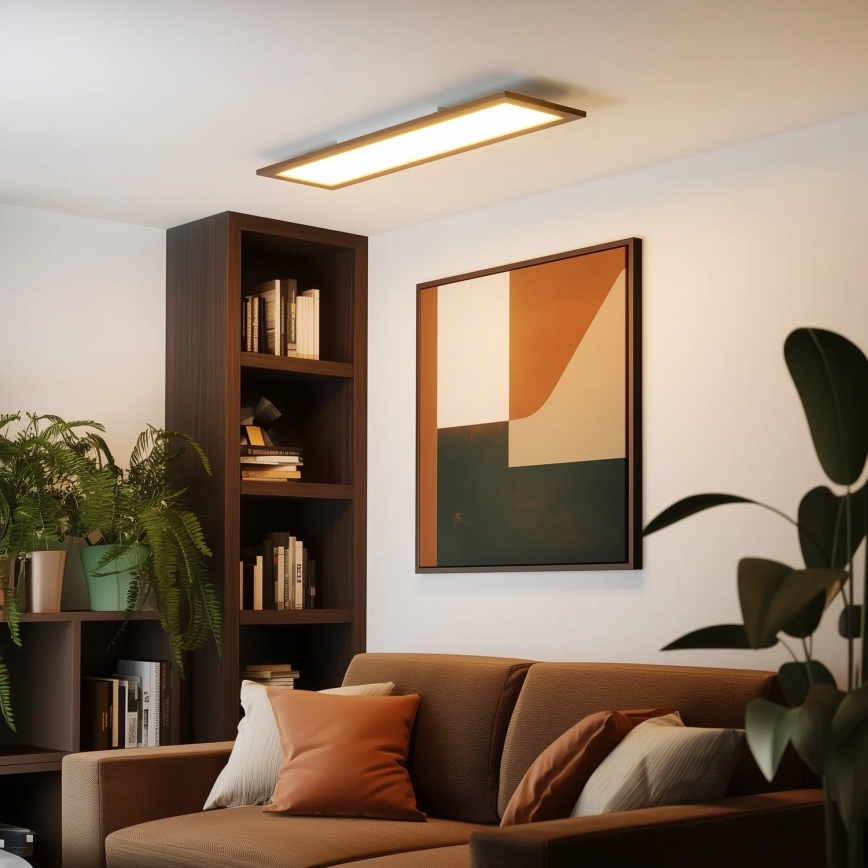 Eglo - LED RGBW Prigušivi nadgradni/ugradbeni panel SALOBRENA-C WOOD LED/34W/230V 2700-6500K 34x124 cm tamno smeđa + daljinski upravljač