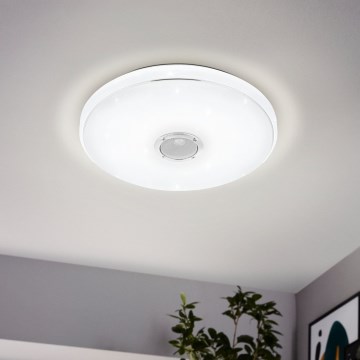 Eglo - LED RGBW Prigušiva stropna svjetiljka za kupaonicu sa zvučnikom LED/19W/230V 3000-6500K IP44 pr. 39 cm bijela + daljinski upravljač