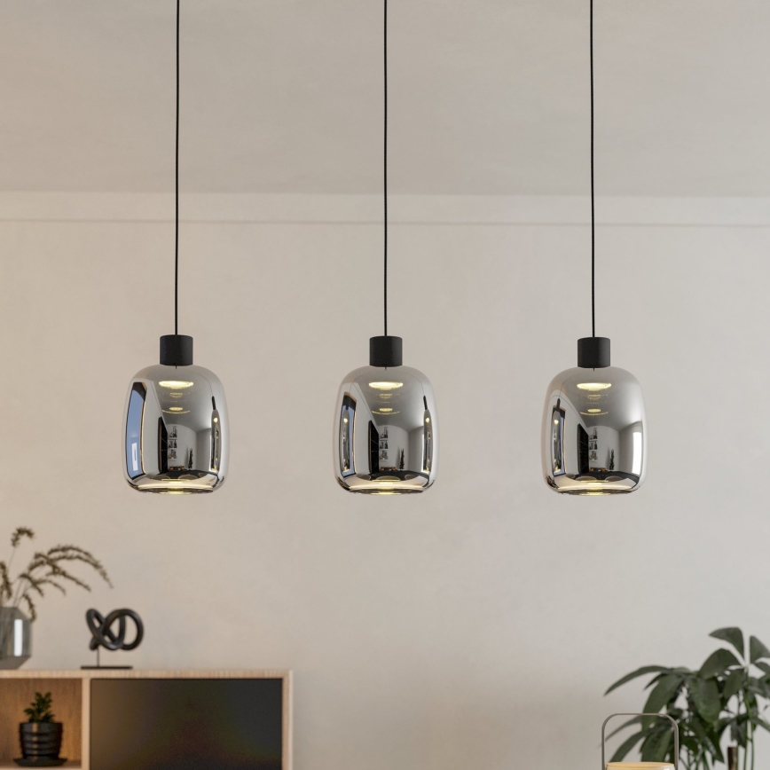 Eglo - LED RGBW Prigušivi luster na sajli 3xLED/3,7W/230V 2700-6500K siva